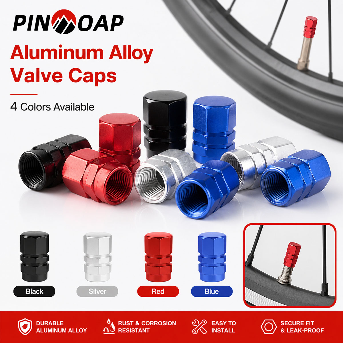 PINMOAP 4/12PCS 육각 밸브 스템 캡 자동차 - Motorcycle Valve Cover 리뷰 및 가격
